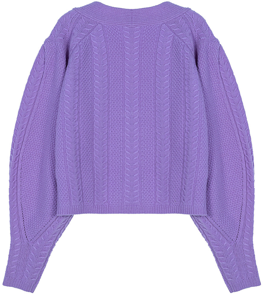 21046 WOMEN’S KNITWEAR V NECK BIG FRENCH SLEEVE CABLE CARDIGAN MOQ 200PCS/COLOR