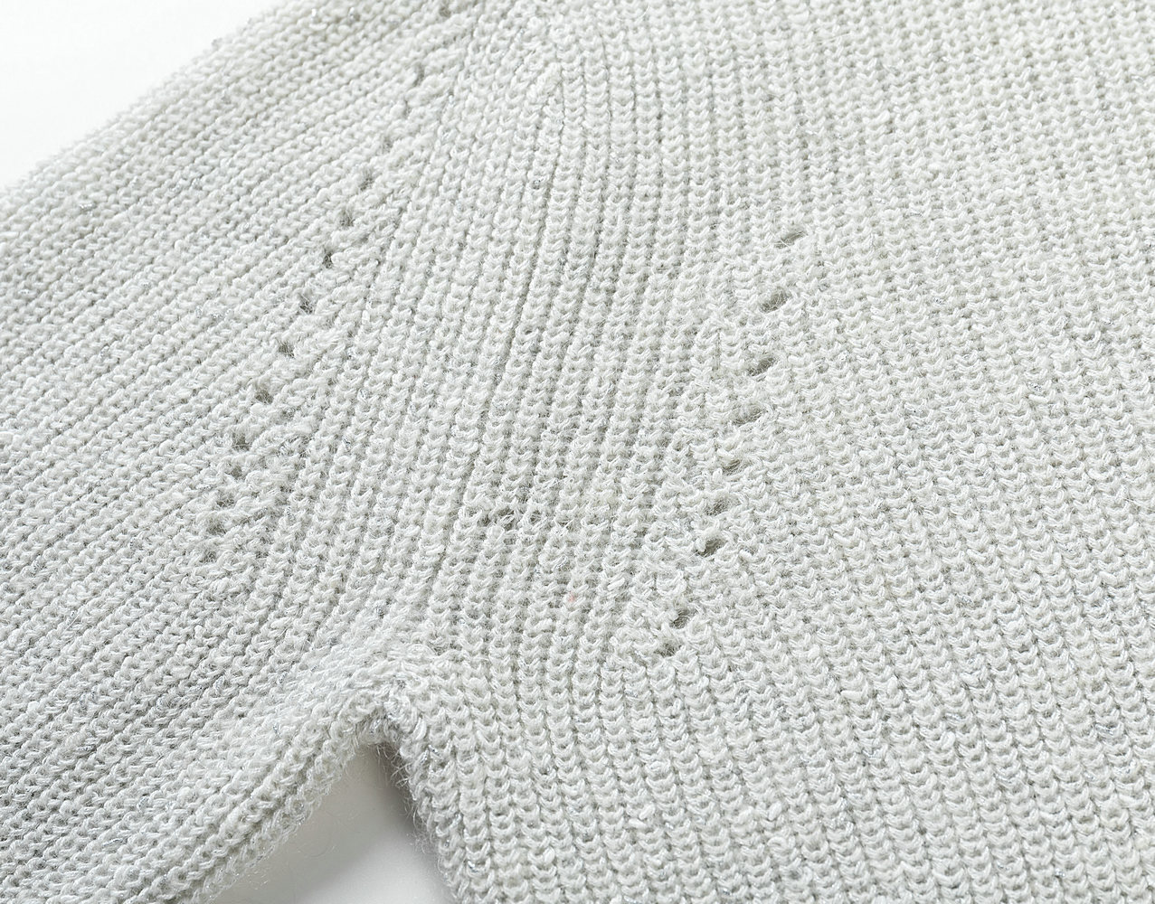 21067 WOMEN’S JUMPER ROUND NECK BIG FRENCH SLEEVE TRANSFER STITCH POINTELLE PULLOVER MOQ 200PCS/COLOR
