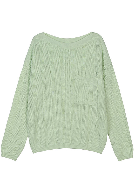 21090 WOMEN'S JUMPER KNITTED ROUND NECK LONG SLEEVE RICE STITCH  WITH ONE POCKET MOQ 200PCS/COLOR