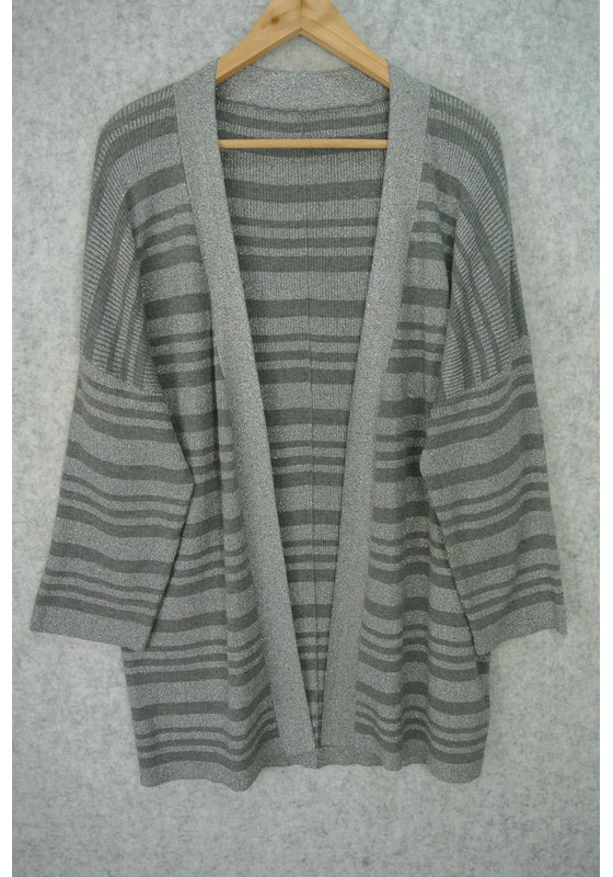 08MTU10WILL WOMEN'S CARDIGAN KNITTED 3/4 SLEEVE 2 COLORS STRIPES LONG STYLE MOQ 200PCS/COLOR