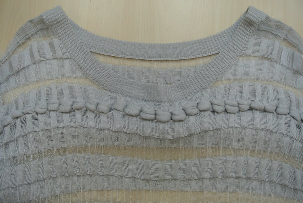 18SS-036-A WOMEN’S JUMPER KNITTED ROUND NECK LONG SLEEVE TRANSPARENT MESH STRIPE MOQ 200PCS/COLOR