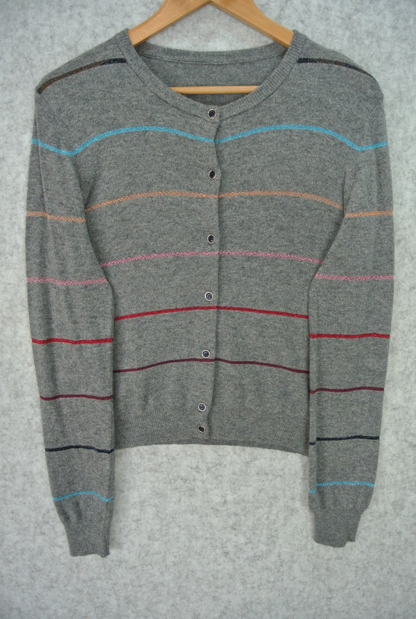 A7.MOR.GIA.02B WOMEN’S CARDIGAN KNITTED ROUND NECK LONG SLEEVE COLORFUL STRIPE WITH BUTTONS MOQ 200PCS/COLOR