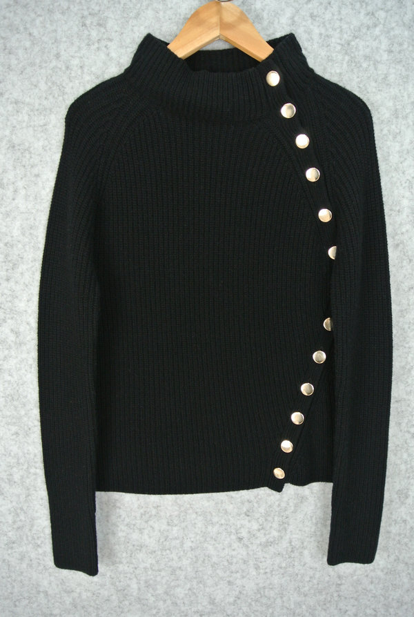 H18402 WOMEN’S JUMPER KNITTED MOCK NECK LONG SLEEVE WITH METAL BUTTONS ALONG FRONT PLACKET MOQ 200PCS/COLOR