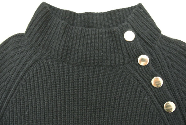 H18402 WOMEN’S JUMPER KNITTED MOCK NECK LONG SLEEVE WITH METAL BUTTONS ALONG FRONT PLACKET MOQ 200PCS/COLOR