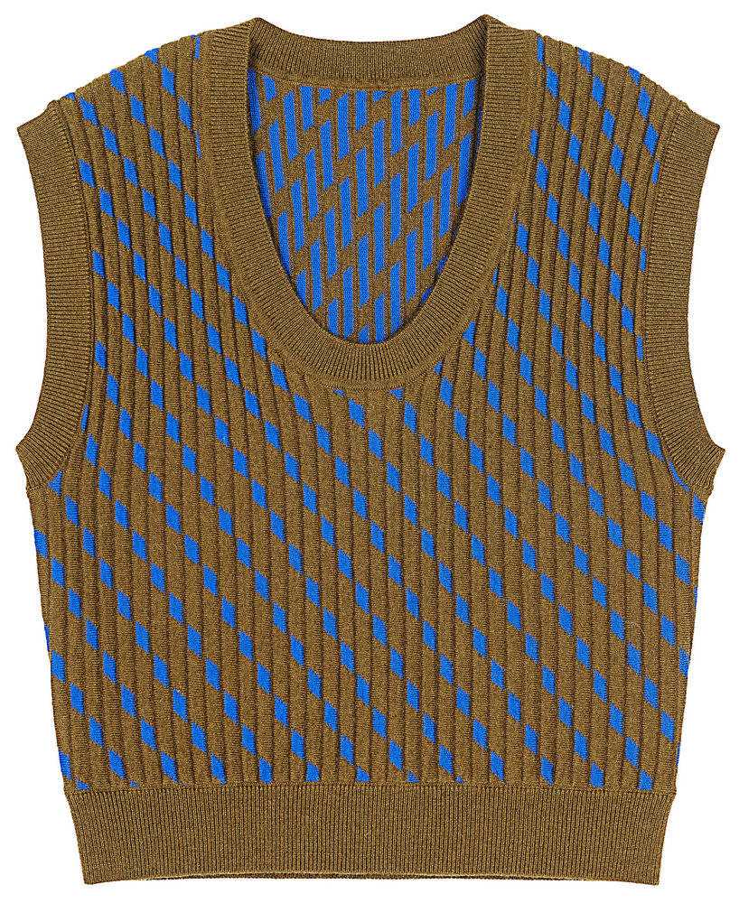 21119   WOMEN’S TANK KNITTED U NECK 2 COLORS JACQUARD MOQ 200PCS/COLOR