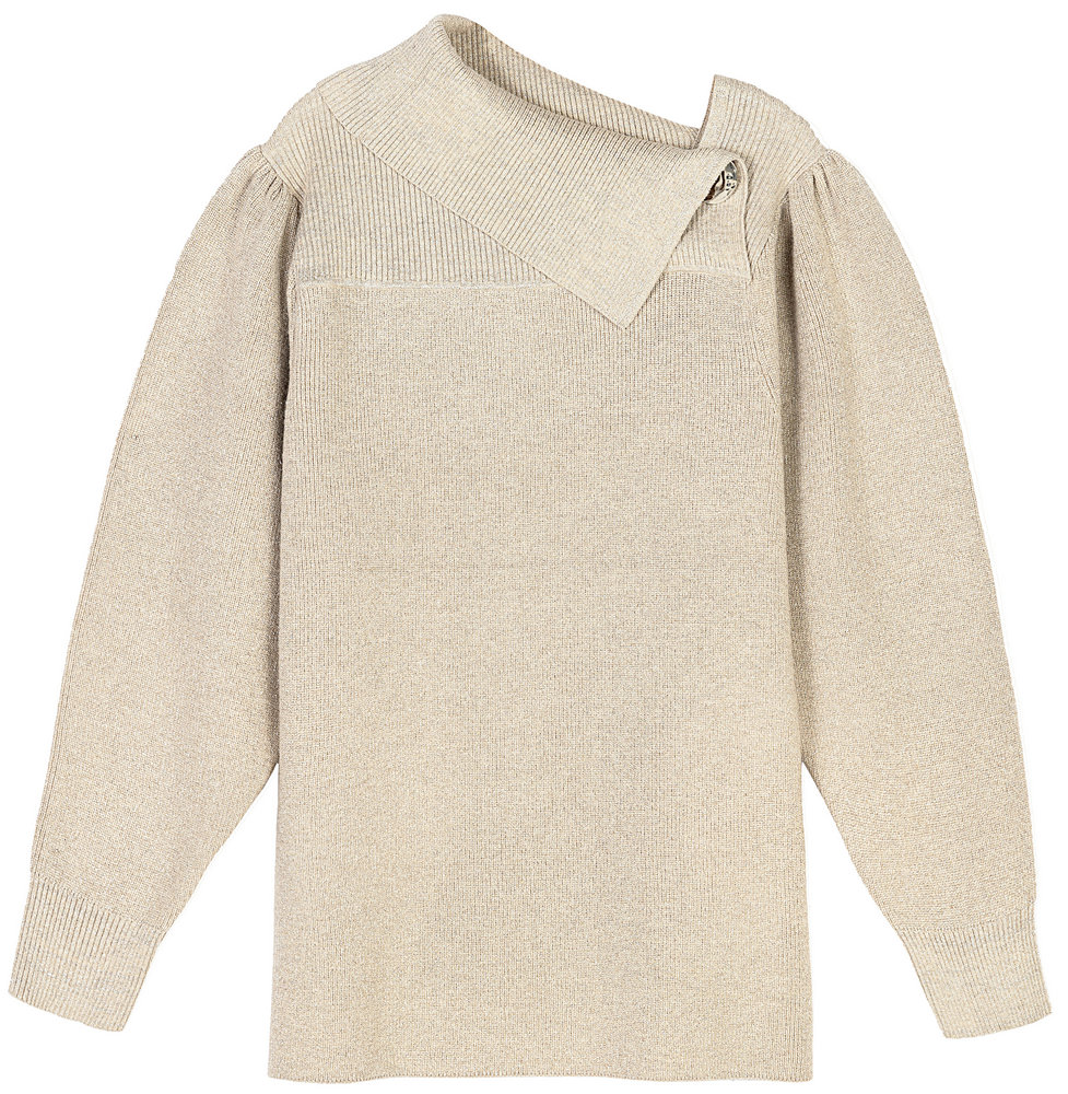 21106 WOMEN’S JUMPER KNITTED ASYMMETRIC COLLAR LONG SLEEVE MOQ 200PCS/COLOR