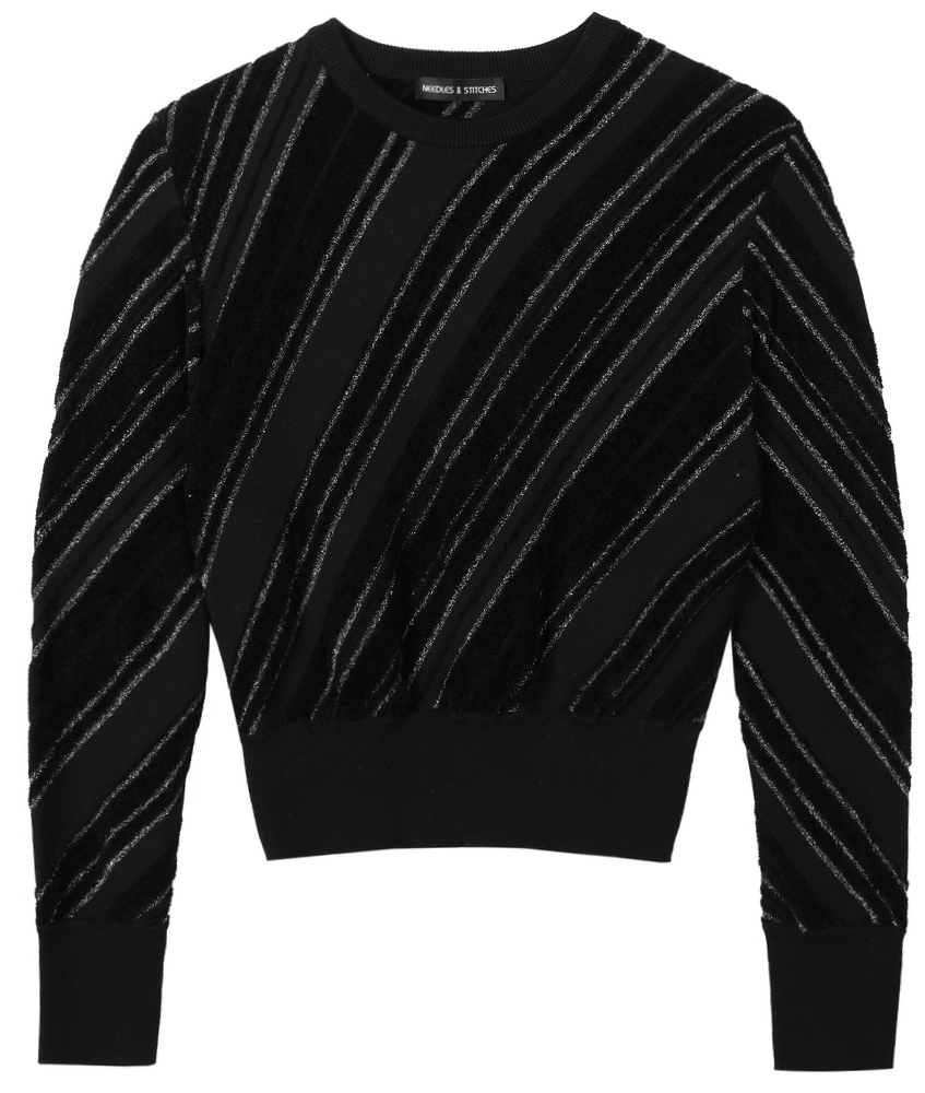 21151 WOMEN’S JUMPER KNITTED ROUND NECK LONG SLEEVE BIAS LUREX STRIPES MOQ 200PCS/COLOR