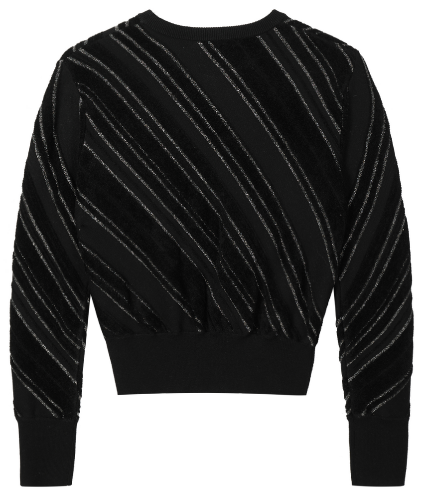 21151 WOMEN’S JUMPER KNITTED ROUND NECK LONG SLEEVE BIAS LUREX STRIPES MOQ 200PCS/COLOR