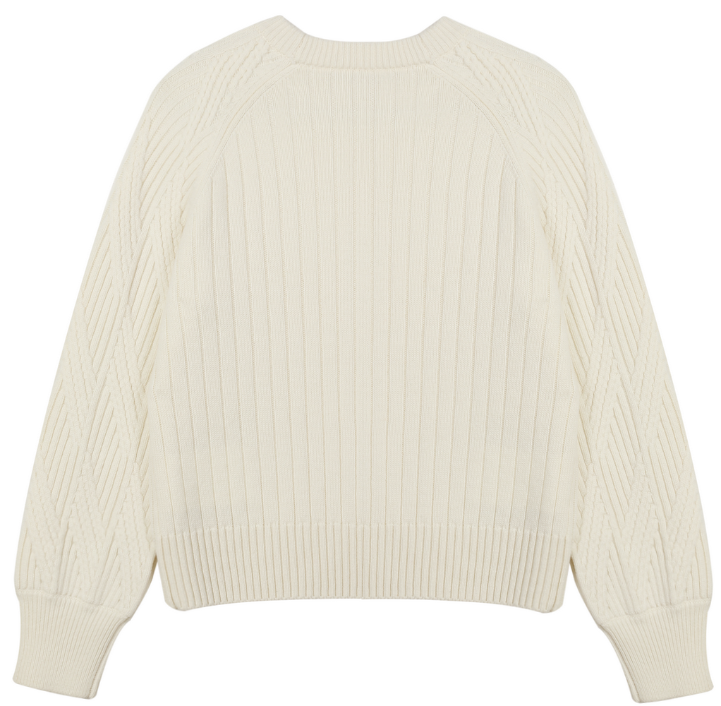 21150  WOMEN’S KNITTED JUMPER ROUND NECK RAGLAN SLEEVE RIB BODY TRANSFER STITCH SLEEVE MOQ 200PCS/COLOR