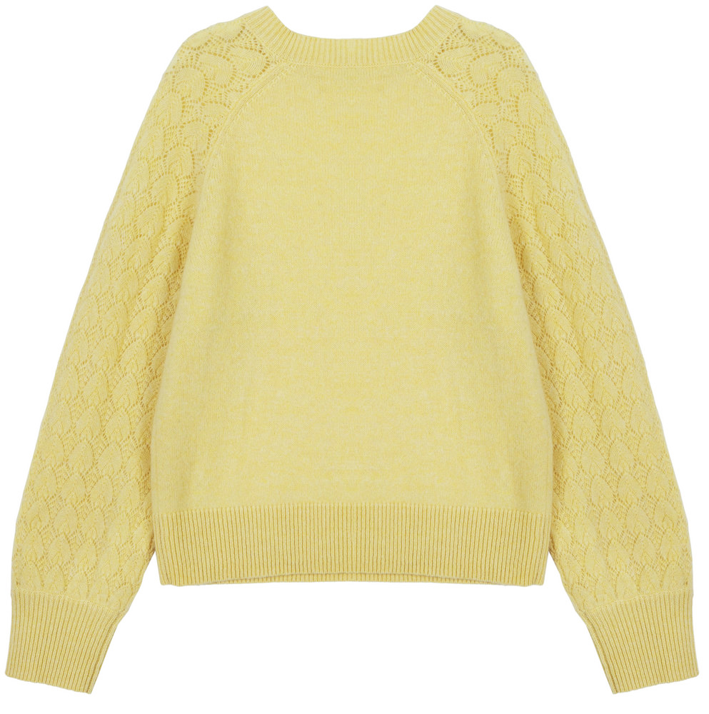 22021-A WOMEN’S KNITTED JUMPER ROUND NECK LONG SLEEVE SCALLOP JACQAURD MOQ 200PCS/COLOR